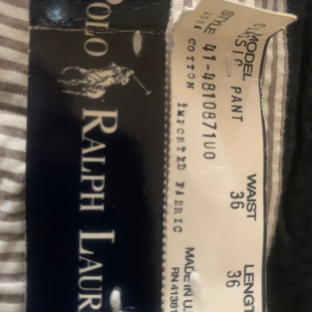 Ralph Lauren made in USA classic cotton pant beige with white pinstripe 36x36